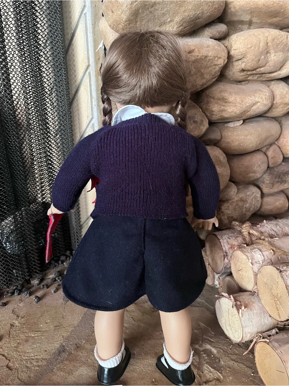 American Girl Molly Doll with Red & Navy Knit Sweater